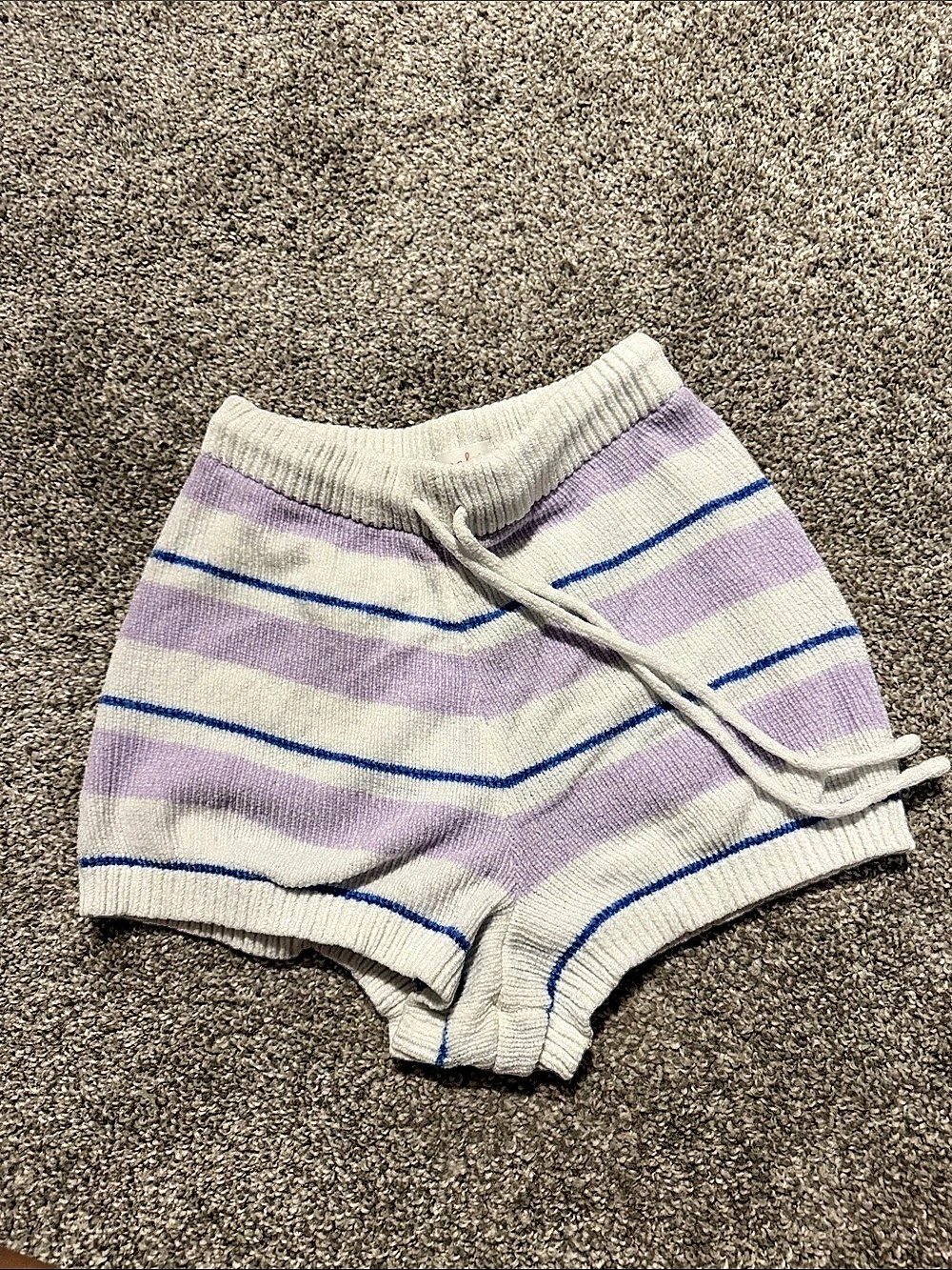 Target Striped Athletic Shorts in White & Purple